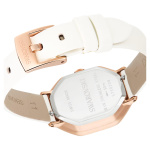 Dextera octagon watch Swiss Made, Leather strap, White, Rose gold-tone finish